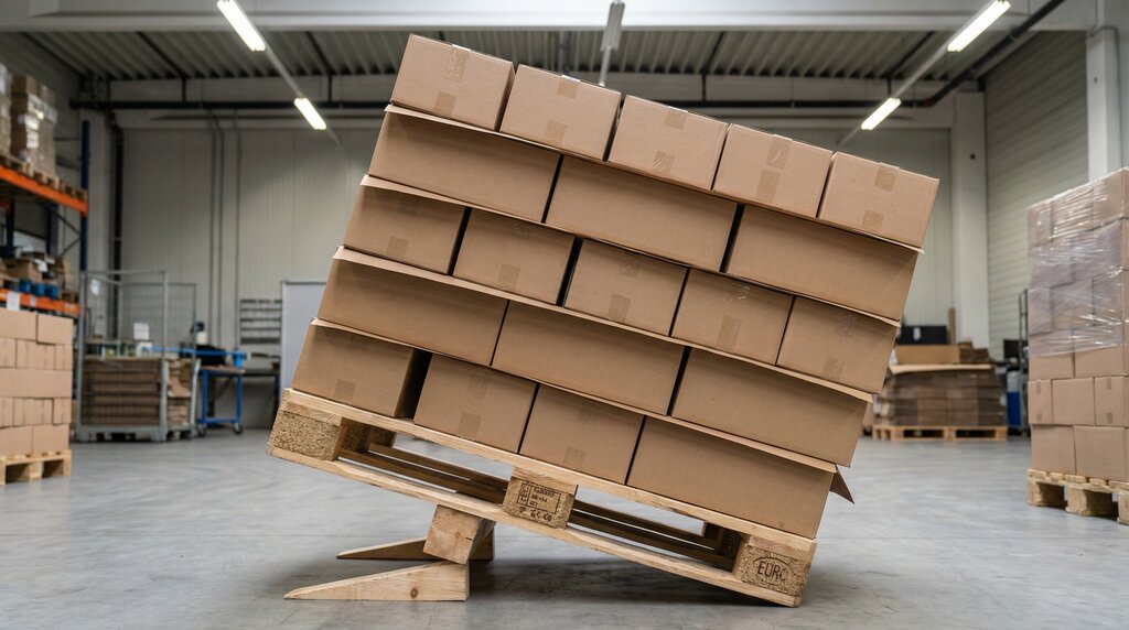 Stabile Palette mit Antirutschpapier-Zwischenlagen